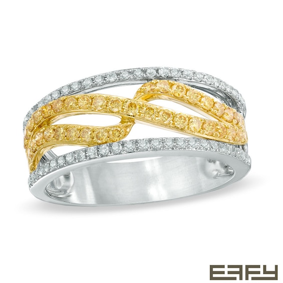 Effyâ¢ Collection 1/2 CT. T.w. Yellow and White Diamond Edge Band in 14K White Gold