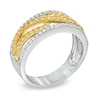 Thumbnail Image 2 of EFFY™ Collection 1/2 CT. T.W. Yellow and White Diamond Edge Band in 14K White Gold