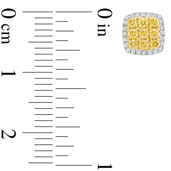 Effyâ¢ Collection 1/2 CT. T.w. Yellow and White Diamond Square Stud Earrings in 14K White Gold