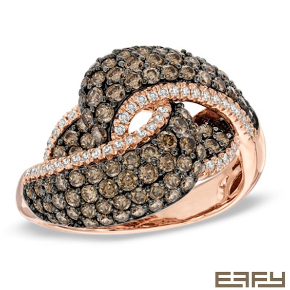 Effy™ Collection 1-1/2 CT. T.w. Champagne and White Diamond Knot Ring in 14K Rose Gold