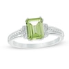 Thumbnail Image 0 of Emerald-Cut Peridot and Diamond Accent Collar Ring in 10K White Gold