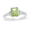 Thumbnail Image 1 of Emerald-Cut Peridot and Diamond Accent Collar Ring in 10K White Gold