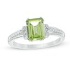 Thumbnail Image 0 of Emerald-Cut Peridot and Diamond Accent Collar Ring in 10K White Gold