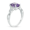 Thumbnail Image 1 of Cushion-Cut Amethyst and White Topaz Tri-Sides Ring in 10K White Gold