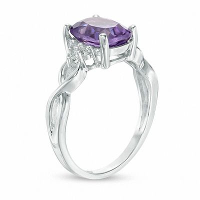 Elegant Fashion Size 7 Amethyst &blue 18K White Gold Filled Wedding Rings 