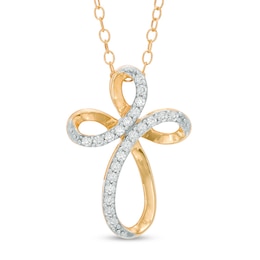 1/8 CT. T.W. Diamond Looping Cross Pendant in 10K Gold