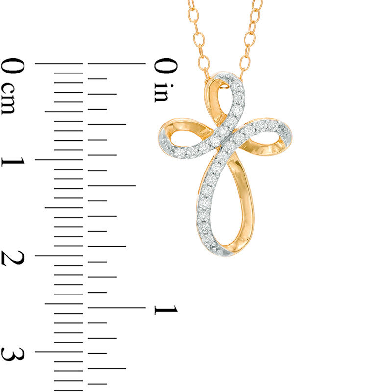 1/8 CT. T.W. Diamond Looping Cross Pendant in 10K Gold | Zales