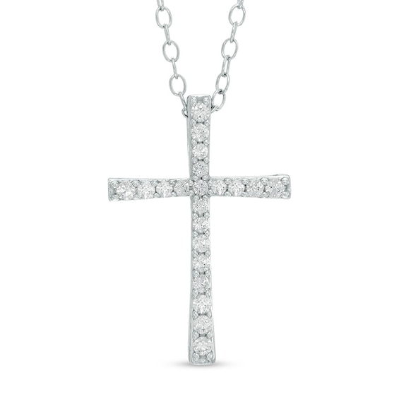 1/5 CT. T.w. Diamond Cross Pendant in 10K White Gold