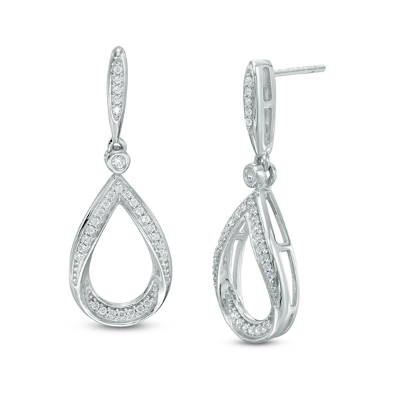1/5 CT. T.W. Diamond Open Teardrop Dangle Earrings in 10K White Gold ...