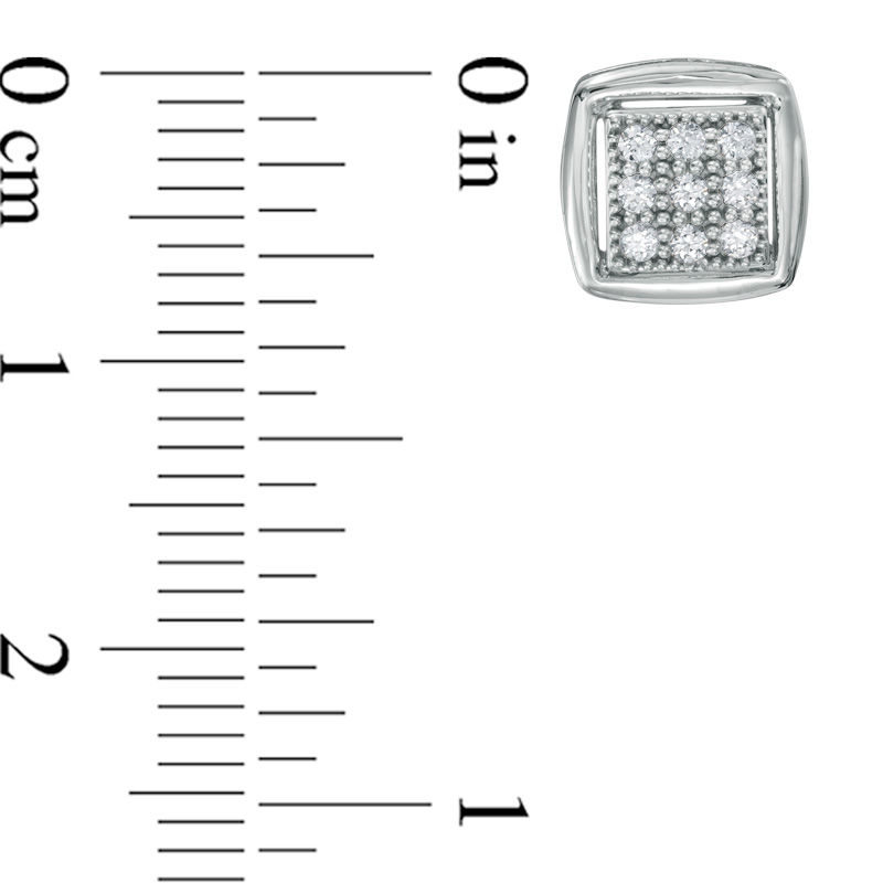 Main Image 2 of 1/5 CT. T.W. Multi-Diamond Square Frame Stud Earrings in 10K White Gold