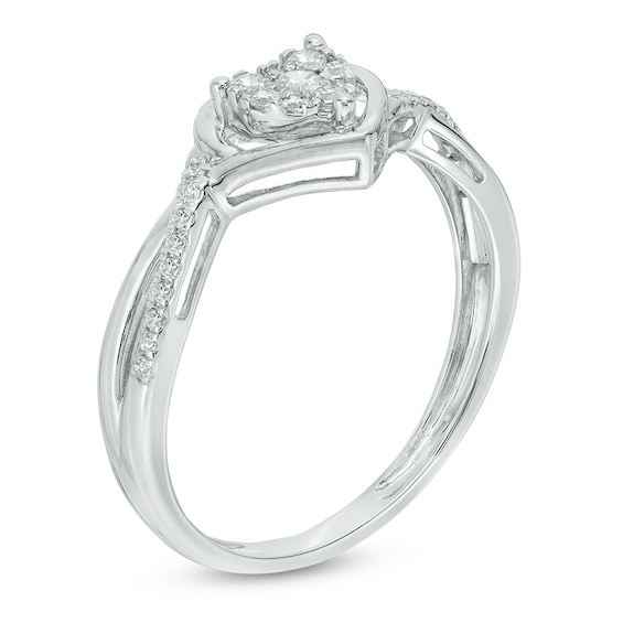 1/5 CT. T.w. Composite Diamond Heart Twist Promise Ring in Sterling Silver