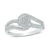 Thumbnail Image 1 of 1/4 CT. T.W. Composite Diamond Swirl Split Shank Promise Ring in Sterling Silver