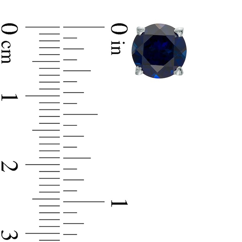 Main Image 3 of 6.0mm Lab-Created Multi-Color Sapphire Three Pair Stud Earrings Set in Sterling Silver