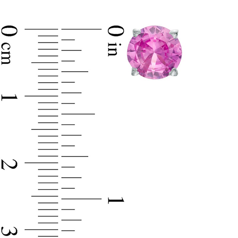 Main Image 4 of 6.0mm Lab-Created Multi-Color Sapphire Three Pair Stud Earrings Set in Sterling Silver