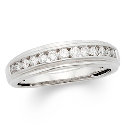 1/2 CT. T.W. Certified Diamond Channel-Set Band in 14K White Gold (I/I2)