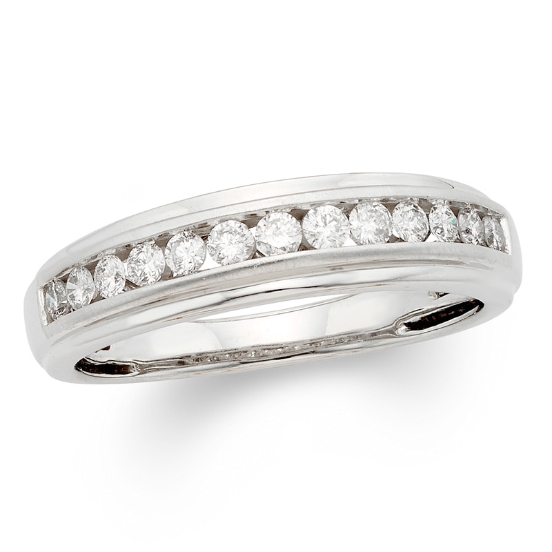 Main Image 1 of 1/2 CT. T.W. Certified Diamond Channel-Set Band in 14K White Gold (I/I2)