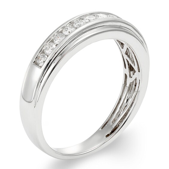 1/2 CT. T.w. Certified Diamond Channel-Set Band in 14K White Gold (I/I2)