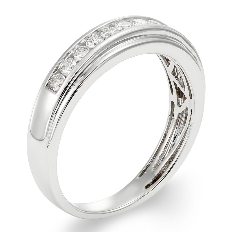 Zales Men's 1/2 Ct. T.W. Certified Diamond Channel-Set Band in 14K White Gold (I/I2)