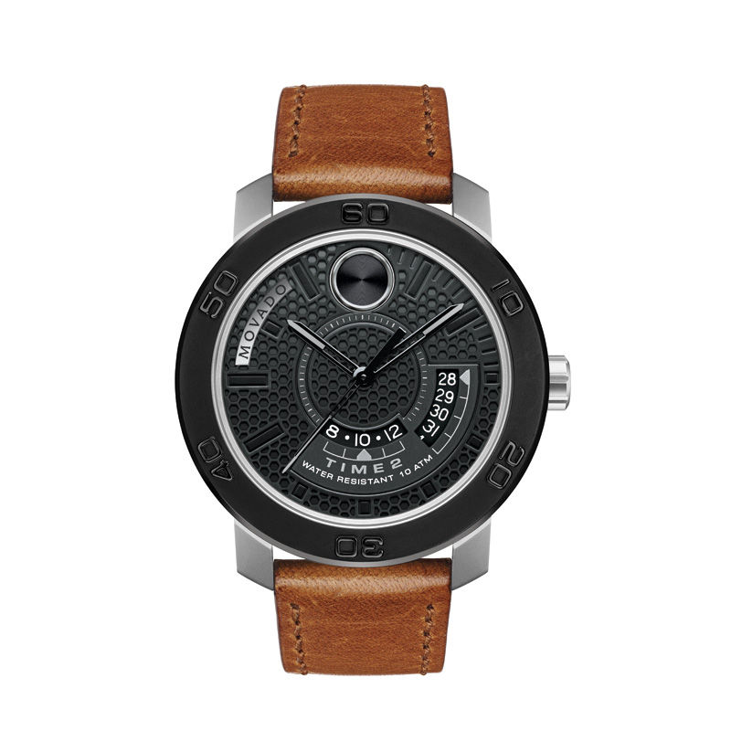 Main Image 1 of Men's Movado Bold® Dual-Time Strap Watch with Black Textured Dial (Model: 3600361)