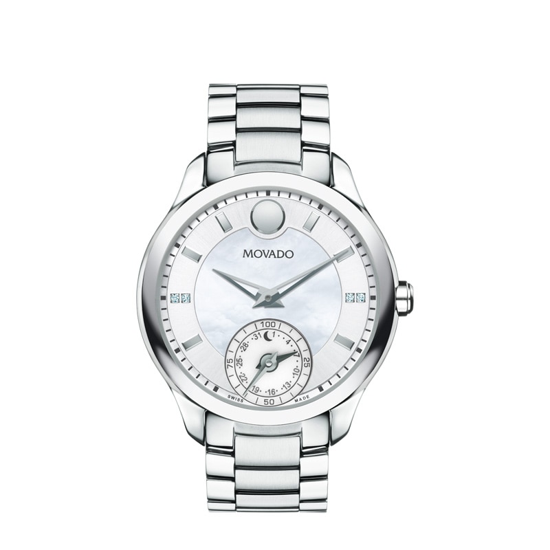 Ladies' Movado Motion Bellina Diamond Accent Chronograph Smart Watch with Mother-of-Pearl Dial (Model: 660004)