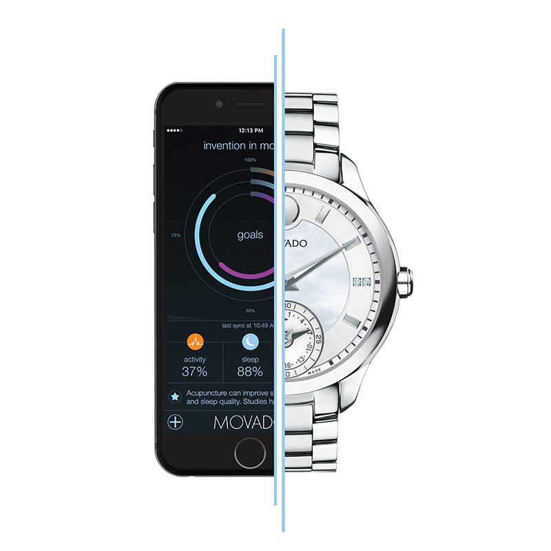 Main Image 2 of Ladies' Movado Motion Bellina Diamond Accent Chronograph Smart Watch with Mother-of-Pearl Dial (Model: 660004)