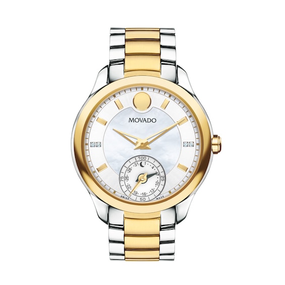 Ladies' Movado Motion Bellina Diamond Accent Two-Tone Chronograph Smart Watch with Mother-of-Pearl Dial (Model: 660005)