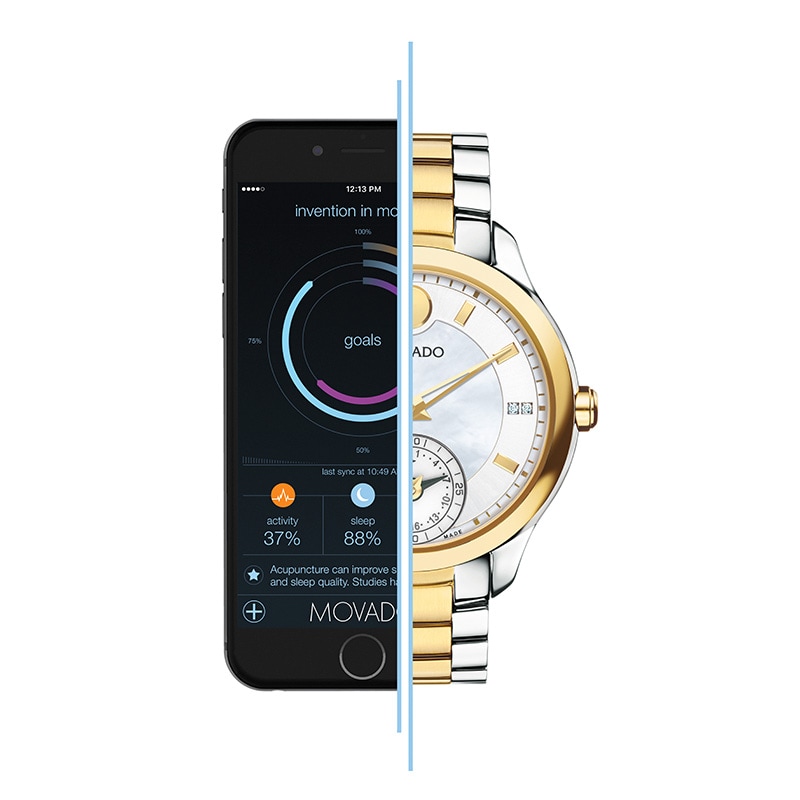 Main Image 2 of Ladies' Movado Motion Bellina Diamond Accent Two-Tone Chronograph Smart Watch with Mother-of-Pearl Dial (Model: 660005)