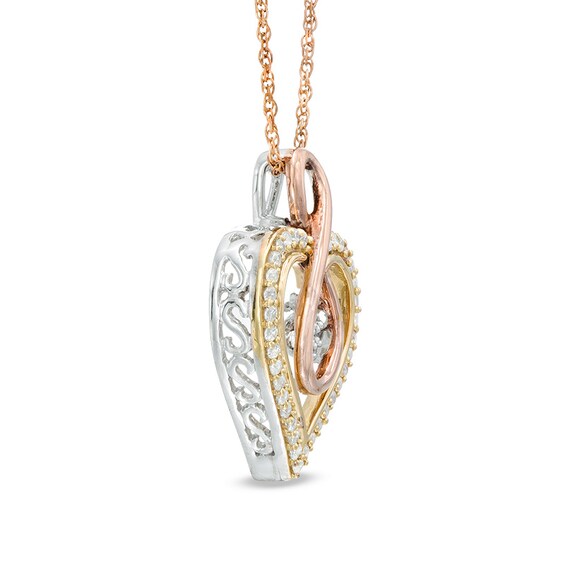 Unstoppable Love™ 1/4 CT. T.W. Composite Diamond Infinity Heart Pendant in 10K Tri-Tone Gold Unstoppable Love™ 1/4 CT. T.W. Composite Diamond Infinity Heart Pendant in 10K Tri-Tone Gold