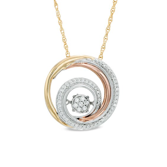 Unstoppable Love™ 1/6 CT. T.W. Composite Diamond Swirl Pendant in 10K Tri-Tone Gold Unstoppable Love™ 1/6 CT. T.W. Composite Diamond Swirl Pendant in 10K Tri-Tone Gold