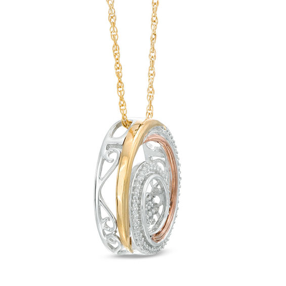 Unstoppable Love™ 1/6 CT. T.W. Composite Diamond Swirl Pendant in 10K Tri-Tone Gold Unstoppable Love™ 1/6 CT. T.W. Composite Diamond Swirl Pendant in 10K Tri-Tone Gold