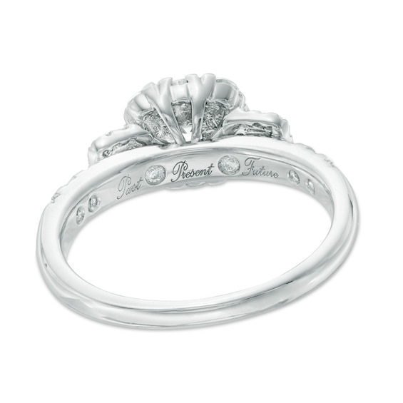 1 CT. T.w. Princess-Cut Diamond Frame Past Present Future® Engagement Ring in 14K White Gold