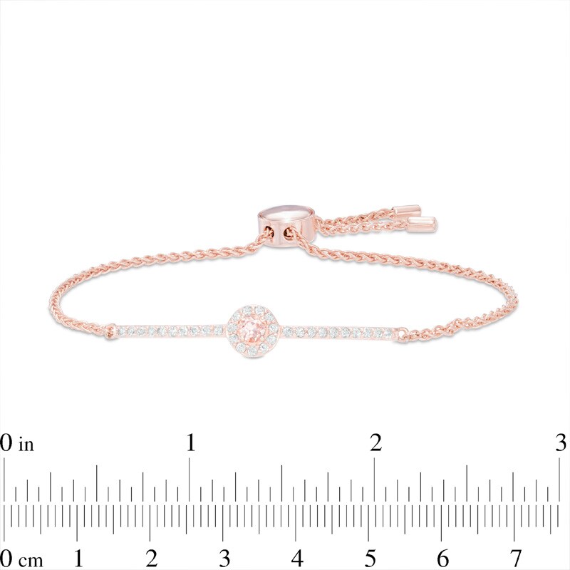 Main Image 2 of Morganite and Lab-Created White Sapphire Frame Bolo Bracelet in Sterling Silver with 18K Rose Gold Plate - 9.0"