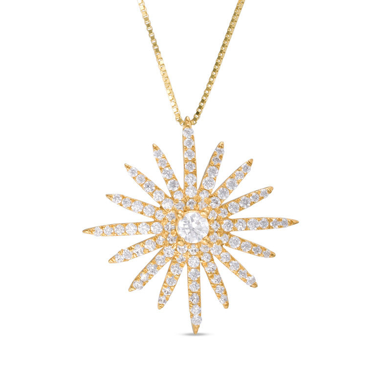 5 8 Ct T W Diamond Sunburst Pendant In 14k Gold Zales