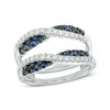 Thumbnail Image 1 of Blue Sapphire and 3/8 CT. T.W. Diamond Crossover Solitaire Enhancer in 14K White Gold