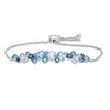 Thumbnail Image 1 of Blue Topaz, Lab-Created Blue Spinel and White Sapphire Cluster Bolo Bracelet in Sterling Silver - 9.0"