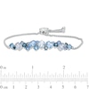 Thumbnail Image 2 of Blue Topaz, Lab-Created Blue Spinel and White Sapphire Cluster Bolo Bracelet in Sterling Silver - 9.0"