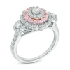 Thumbnail Image 2 of 3/4 CT. T.W. Diamond and Pink Sapphire Frame Past Present Future® Engagement Ring in 14K Two-Tone Gold