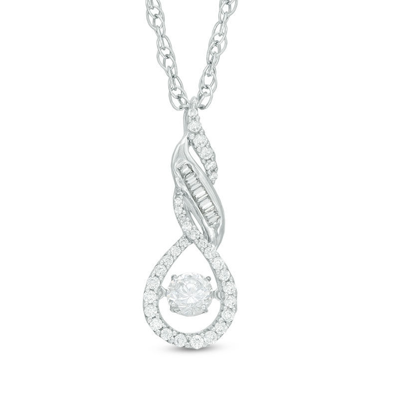 Main Image 1 of 3/8 CT. T.W. Diamond Flame Pendant in 14K White Gold