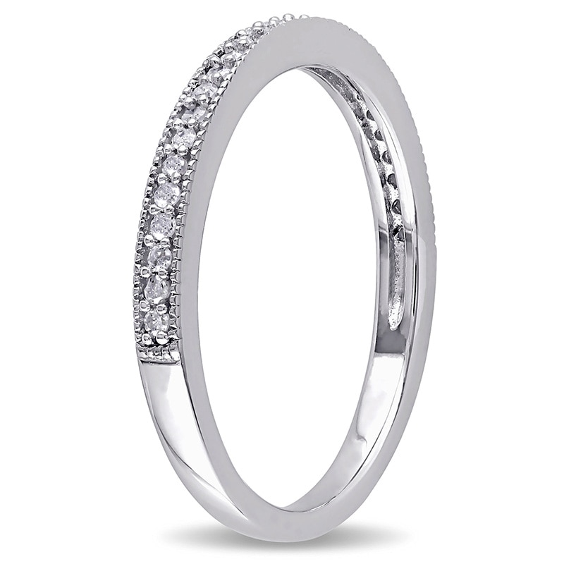 Main Image 2 of 1/8 CT. T.W. Diamond Vintage-Style Wedding Band in Sterling Silver