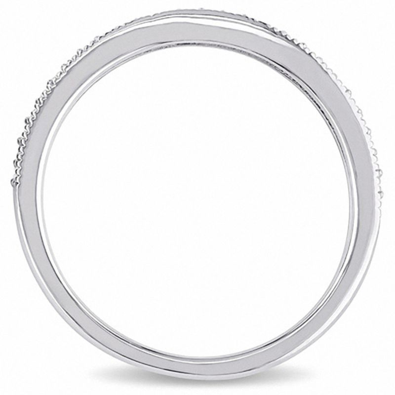 Main Image 3 of 1/8 CT. T.W. Diamond Vintage-Style Wedding Band in Sterling Silver
