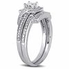 Thumbnail Image 2 of 1/3 CT. T.W. Quad Princess-Cut Multi-Diamond Square Frame Crossover Vintage-Style Bridal Set in 10K White Gold