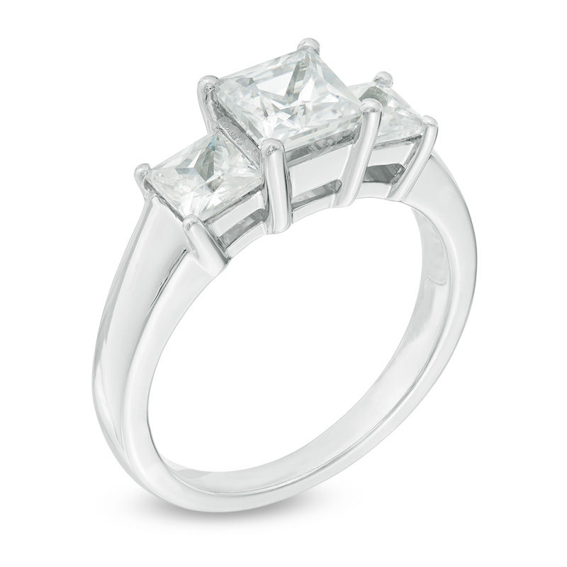 Main Image 2 of 2 CT. T.W. Princess-Cut Certified Diamond Past Present Future® Engagement Ring in 14K White Gold (H-I/I1-I2)