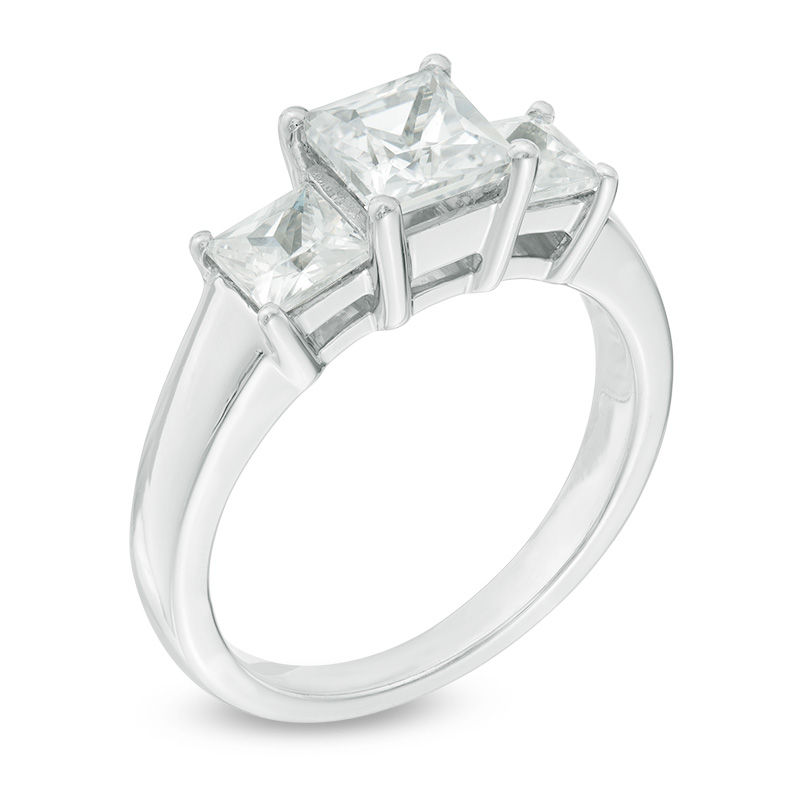 2 CT. T.W. Princess-Cut Diamond Past Present Future® Engagement Ring in 14K White Gold (H-I/I1-I2)