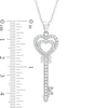 Thumbnail Image 1 of Lab-Created White Sapphire Double Heart-Top Key Pendant in Sterling Silver