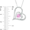 Thumbnail Image 2 of 5.0mm Pink and White Lab-Created Sapphire Tilted Double Heart Pendant in Sterling Silver