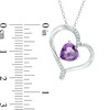 Thumbnail Image 2 of 7.0mm Amethyst and White Lab-Created Sapphire Tilted Heart Pendant in Sterling Silver