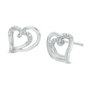 Thumbnail Image 1 of Diamond Accent Double Loop Heart Stud Earrings in Sterling Silver