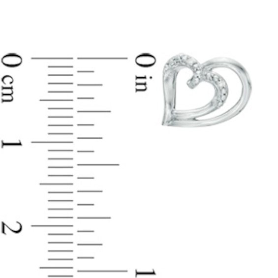 Diamond Accent Double Loop Heart Stud Earrings in Sterling Silver