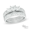 Thumbnail Image 1 of 3 CT. T.W. Princess-Cut Diamond Past Present Future® Vintage-Style Bridal Set in 14K White Gold