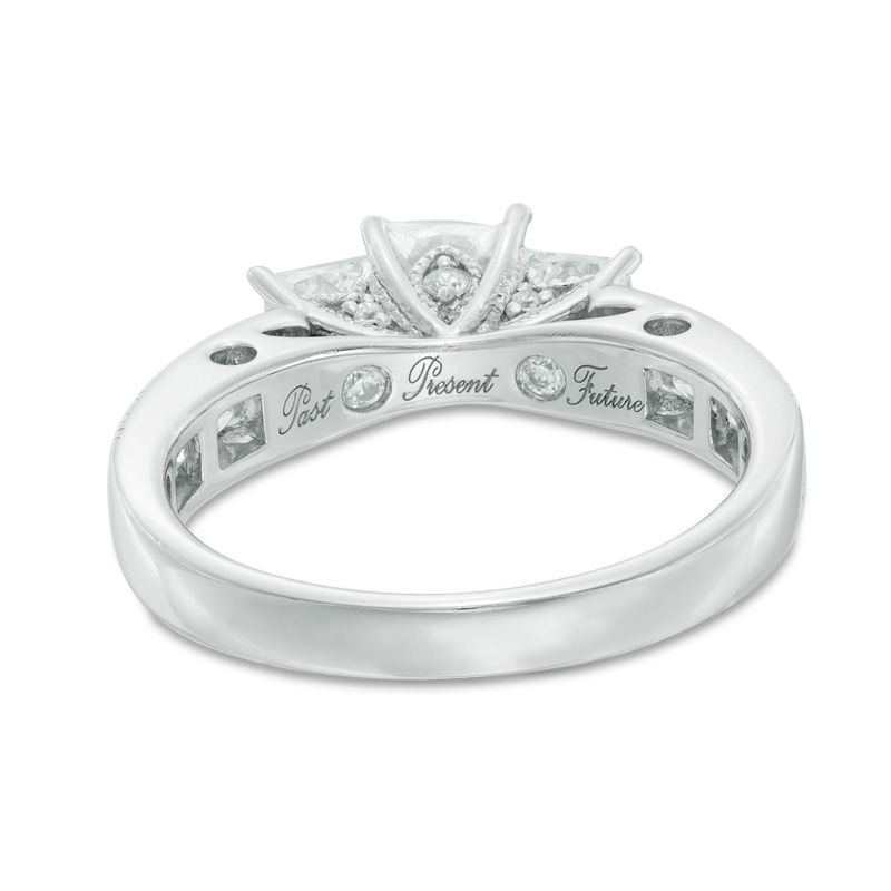 3 CT. T.W. Princess-Cut Diamond Past Present Future® Vintage-Style Bridal Set in 14K White Gold
